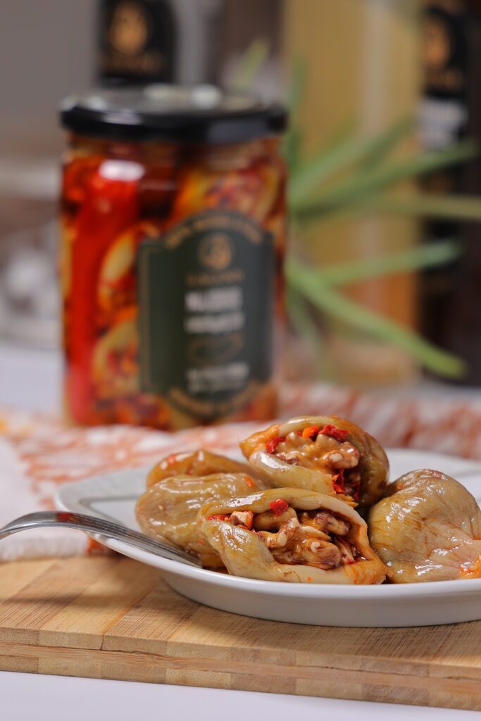 Lebanese mouneh tradition makdous preserved in Akkar olive oil jars