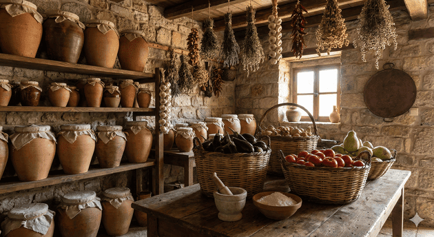 Food preservation without refrigeration traditional Lebanese methods in village kitchen