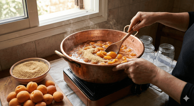 Lebanese jam natural cane sugar cooking process