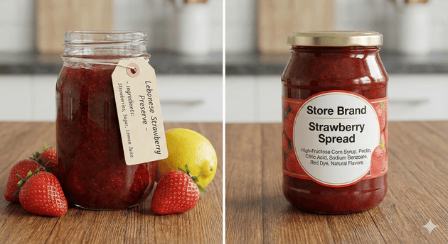 Traditional food health benefits comparison Lebanese preserves versus commercial jars