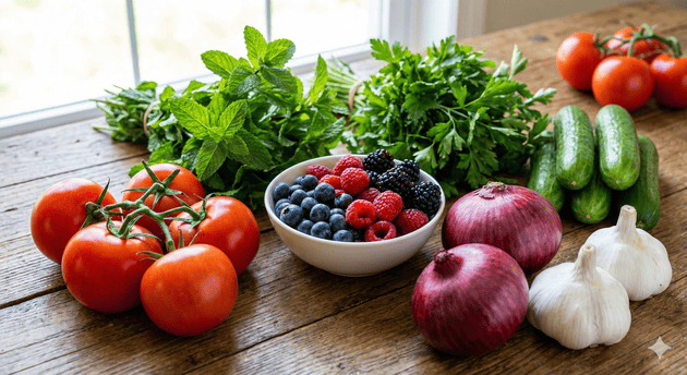 Traditional food health benefits fresh Lebanese ingredients plant nutrients colors