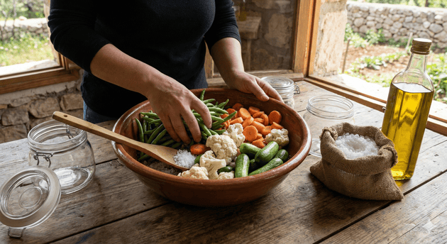 Minimal processing Lebanese mouneh natural preparation