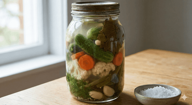 Nutrient-rich fermented Lebanese vegetables preservation